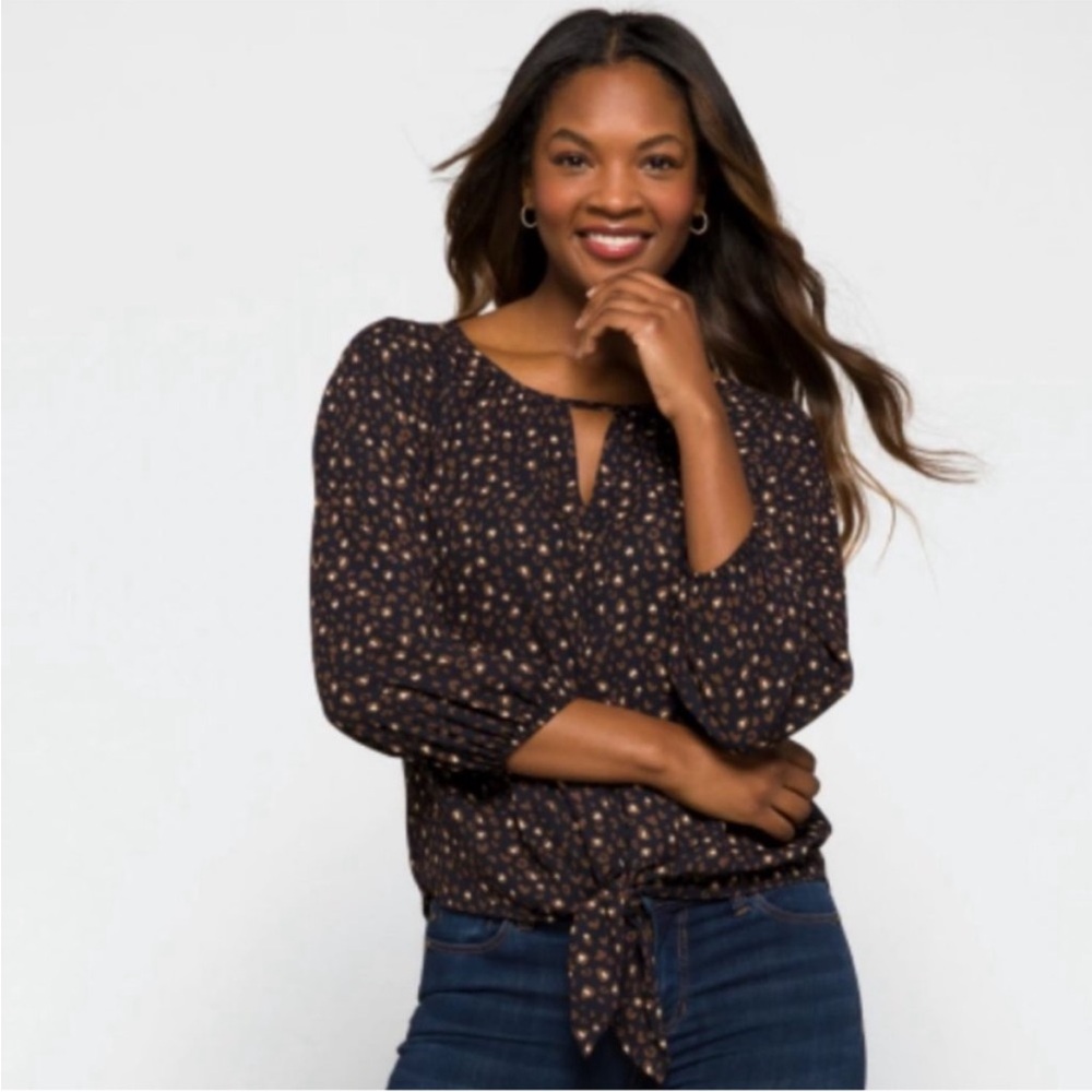 West Kei Leopard Print Tie Front Blouse
